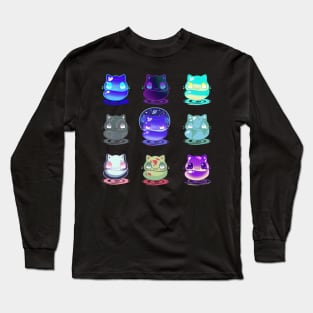 Set of kawaii space cats real breeds and fantasy cat Long Sleeve T-Shirt